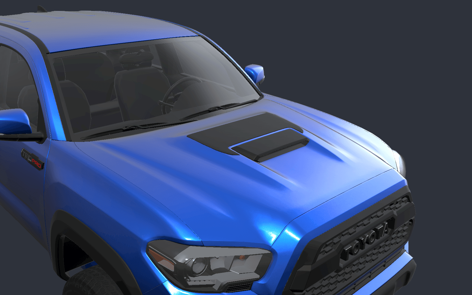 Unity material study: the earlier shader passes paint detail into the glossy coat, breaking up the broad highlight. Controlled synthetic lighting.