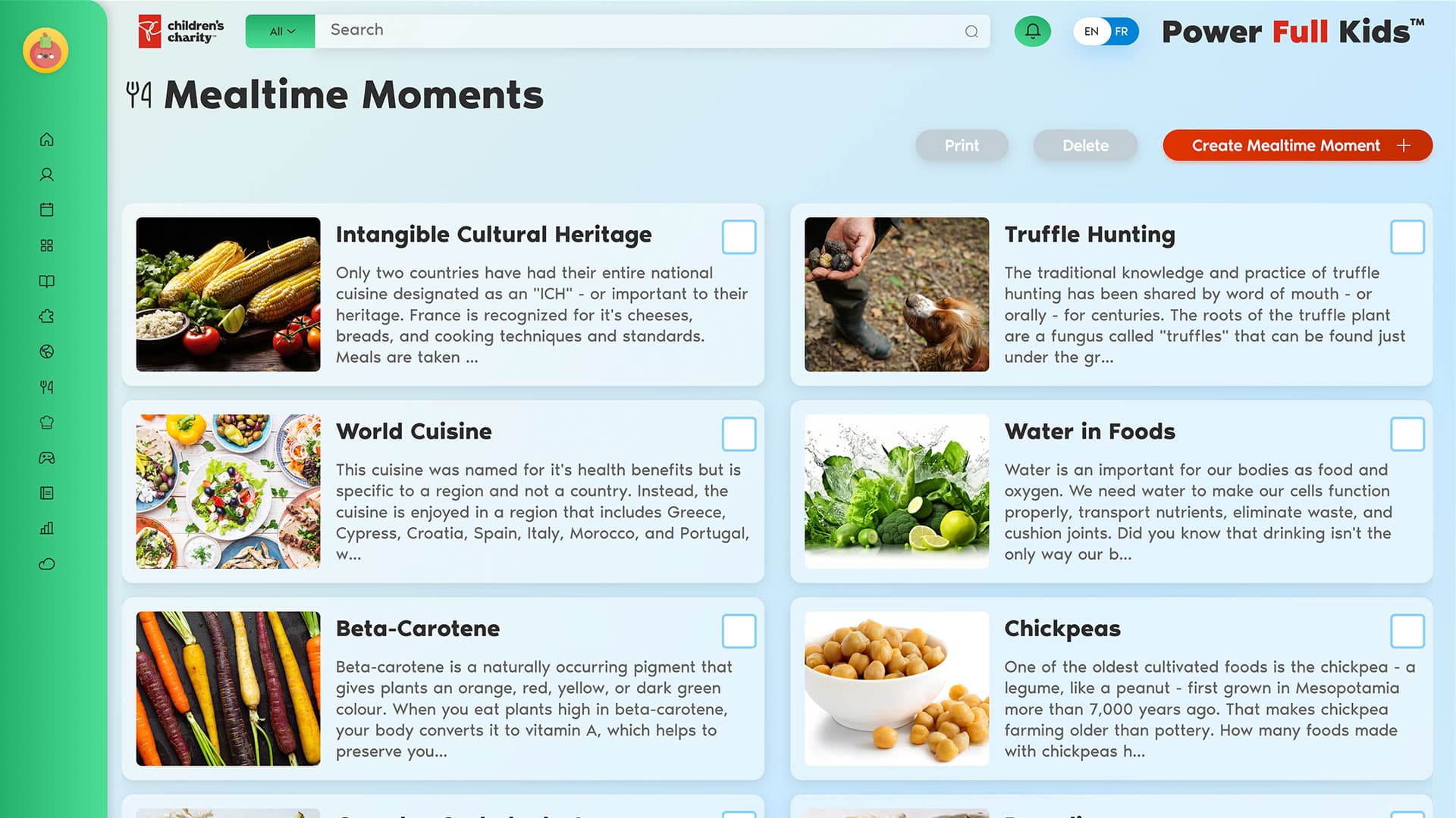 Power Full Kids mealtime moments screen