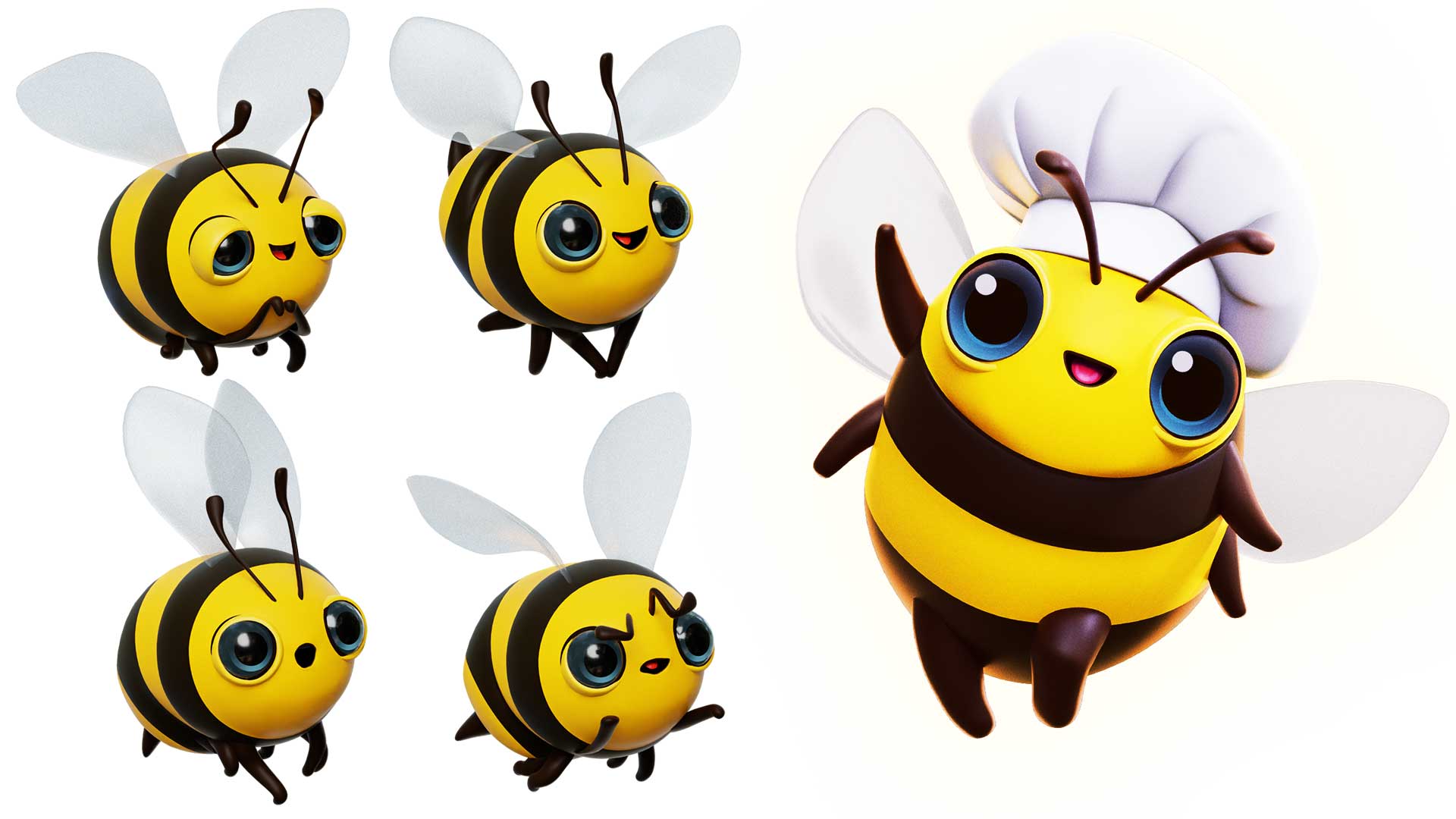 Sunny the Bee expression and pose sheet