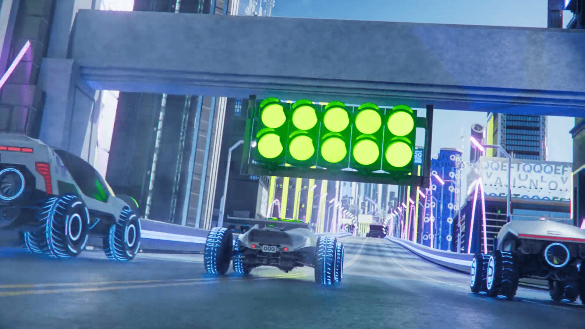 After picking your vehicle, players head to the start line, where they wait for the countdown to begin the race.