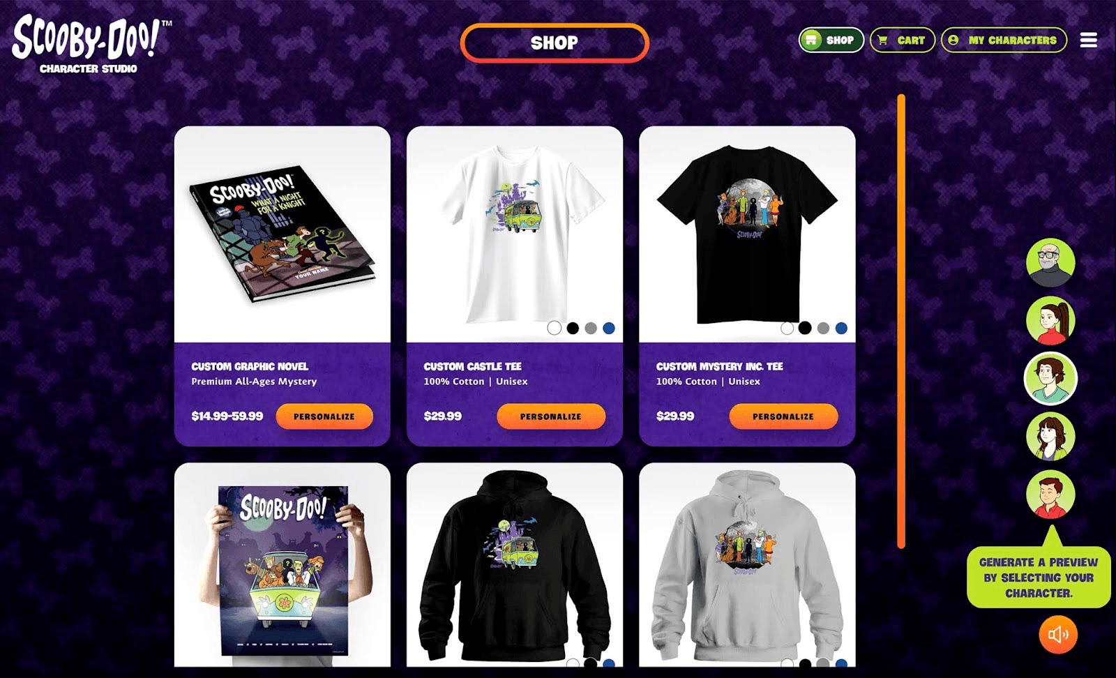 Based on the avatar characters they’ve created, fans can purchase custom-designed t-shirts, posters, and hoodies featuring any of their avatars.