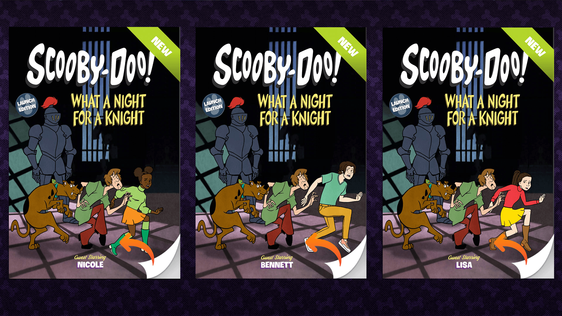 Users can preview their customized book and have the option to purchase either a digital or physical version, making it perfect for holiday gifts. The Launch Edition book is based on the first-ever episode of Scooby-Doo, Where Are You!, “What a Night for a Knight.”