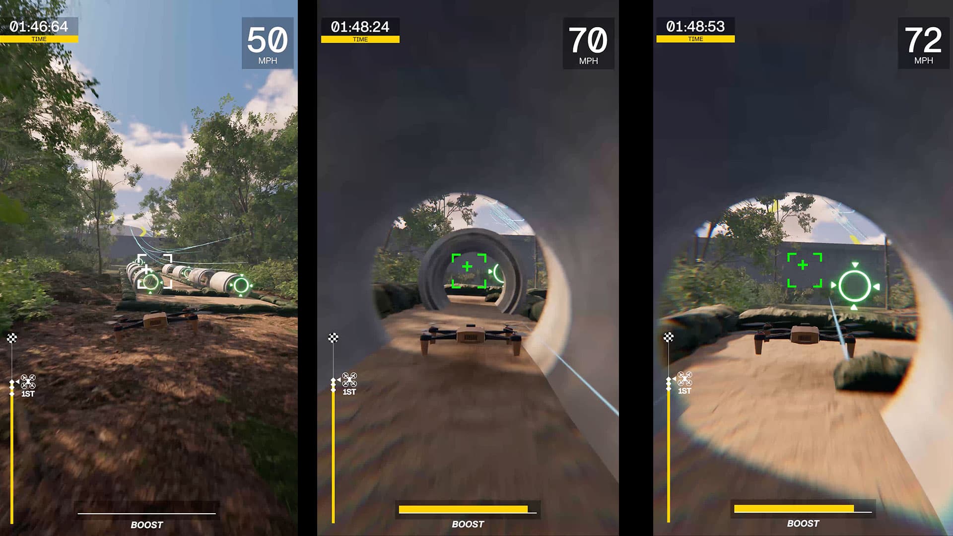 Alpha course gameplay through concrete tunnels