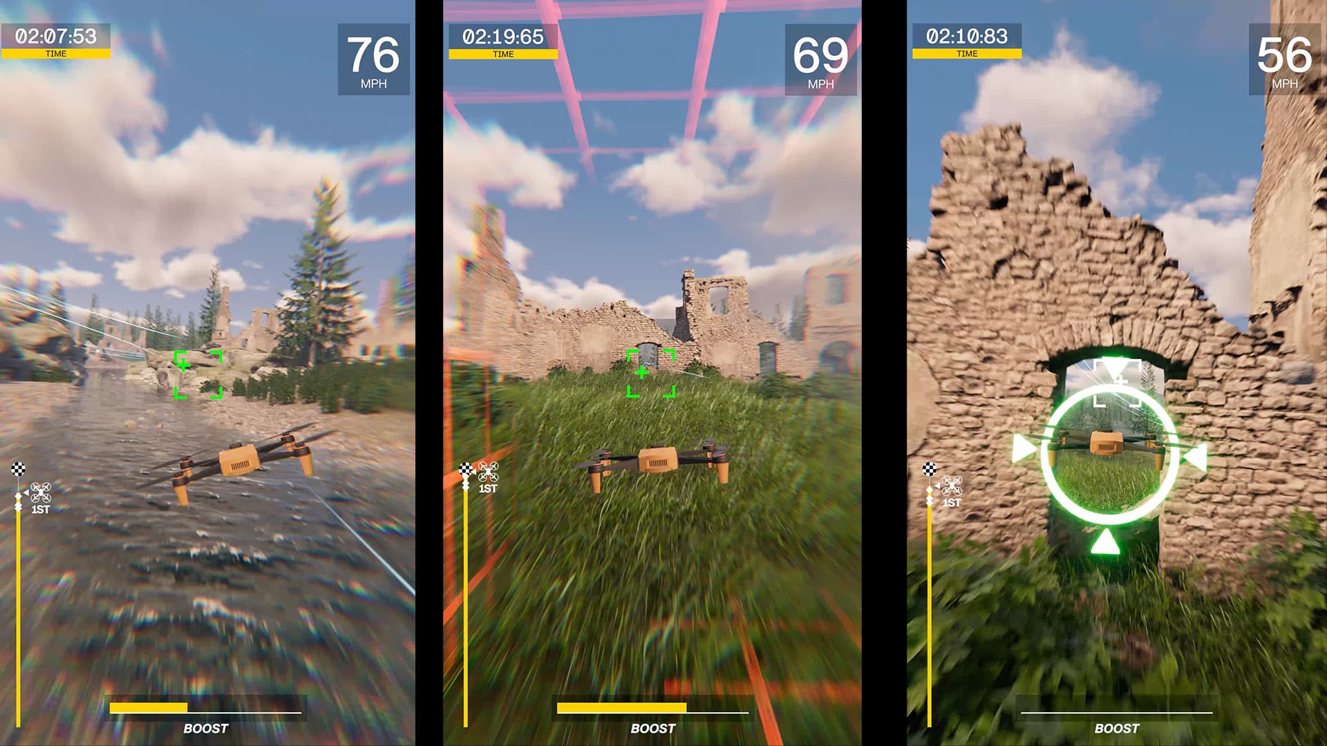 Alpha course gameplay through outdoor training grounds