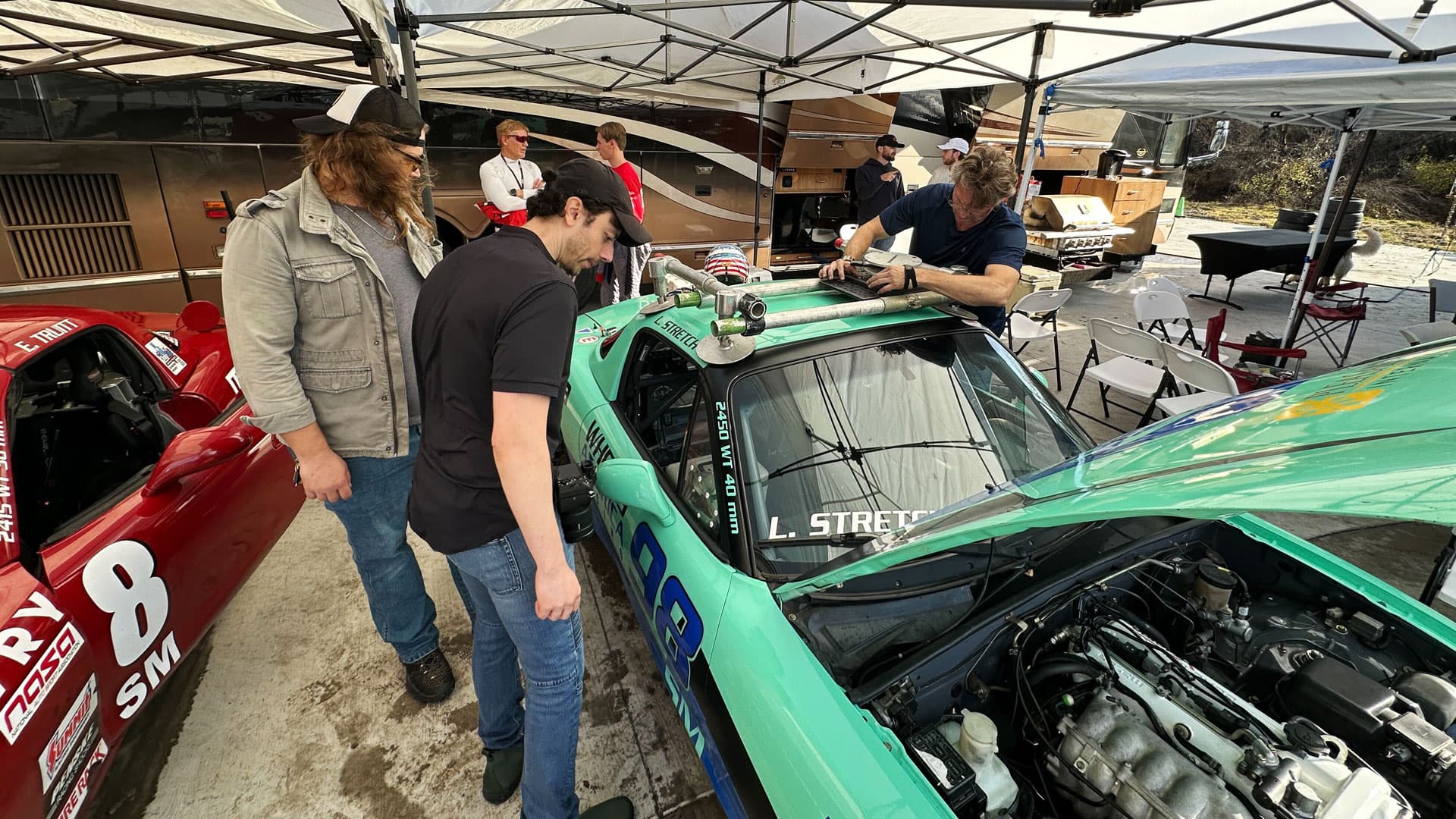 Karim Youssef preparing the immersive camera rig on Max's car