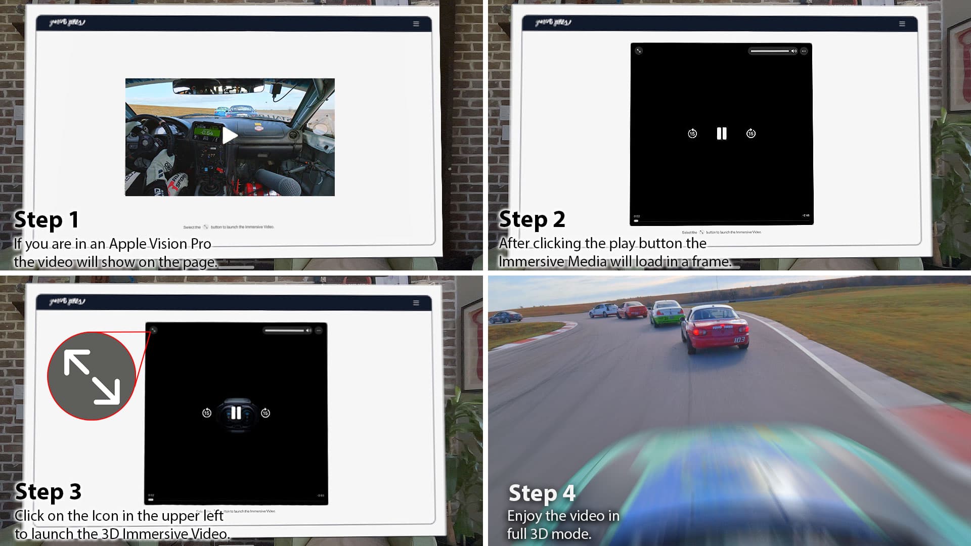 Immersive web racing experience for Apple Vision Pro